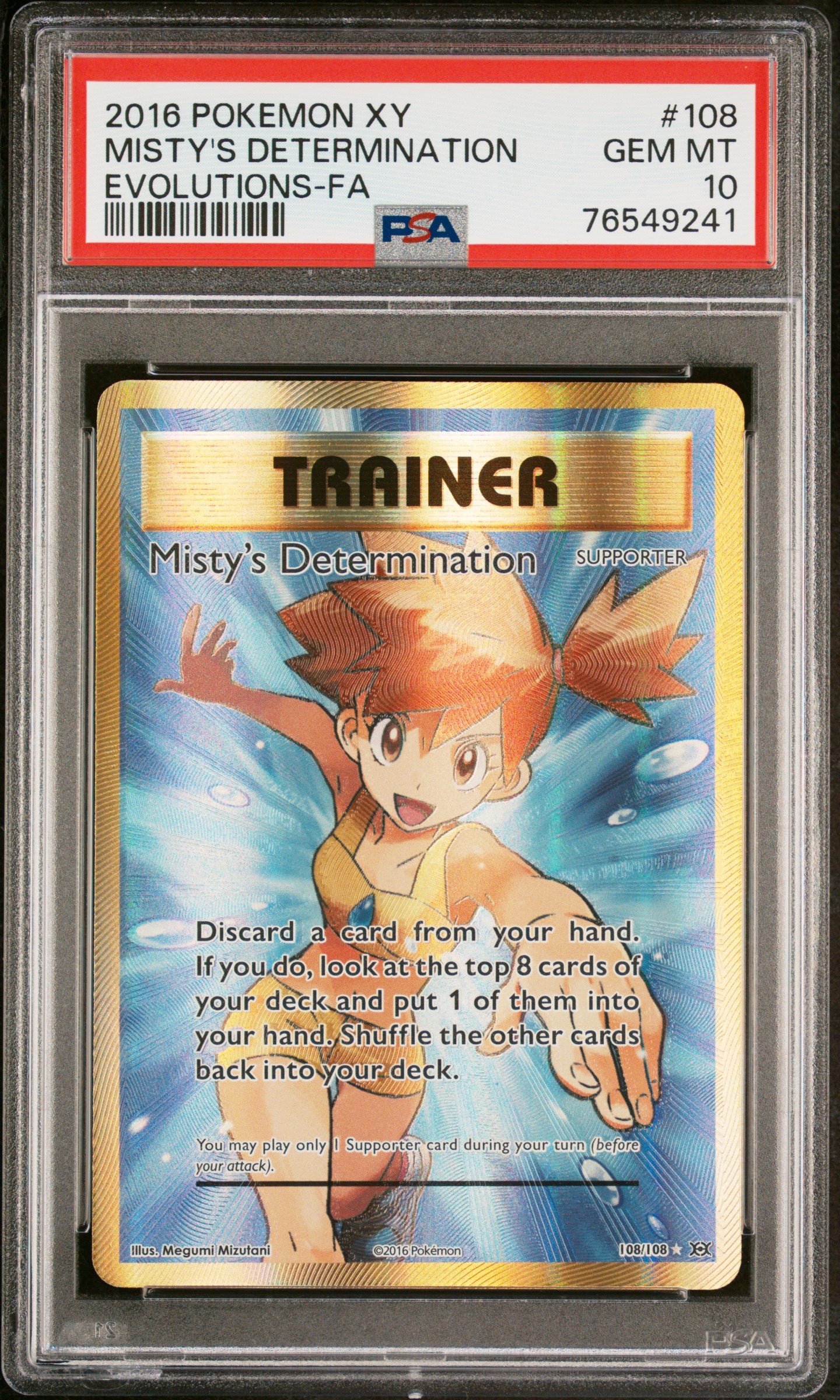 Misty's Determination #108 POKEMON XY PSA 10